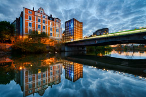 River Ihme in Hannover, Germany at night River Ihme in Hannover, Germany at night